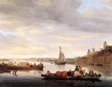 Croisement Bateau paysage marin Salomon van Ruysdael Peinture à l'huile